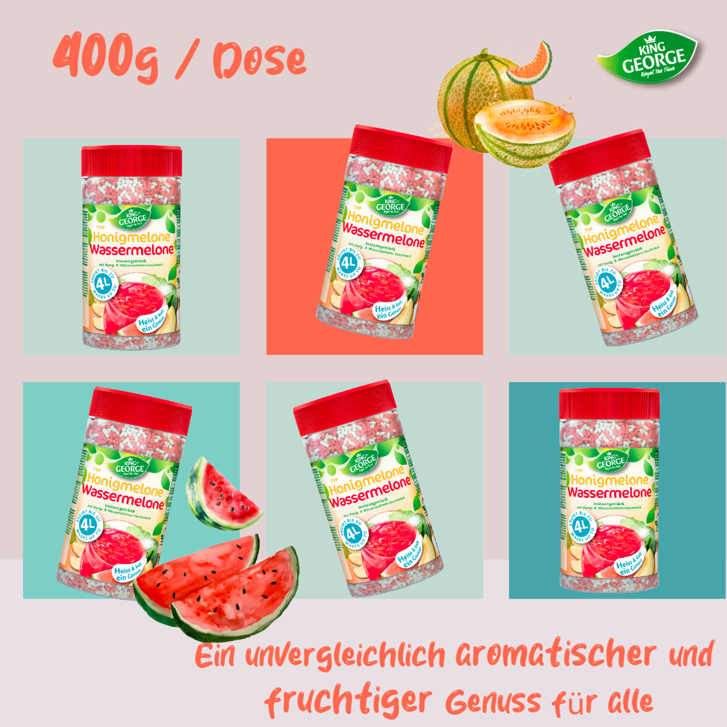 KING GEORGE Honigmelone-Wassermelone 400g - 12er Pack
