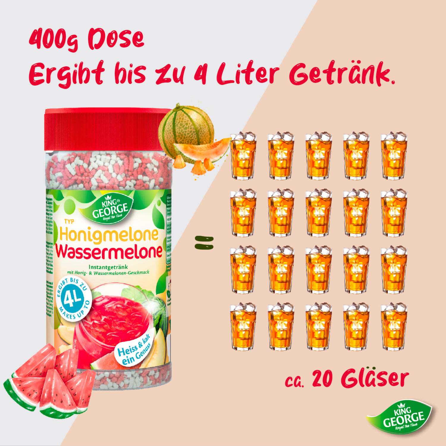 KING GEORGE Honigmelone-Wassermelone 400g - 12er Pack