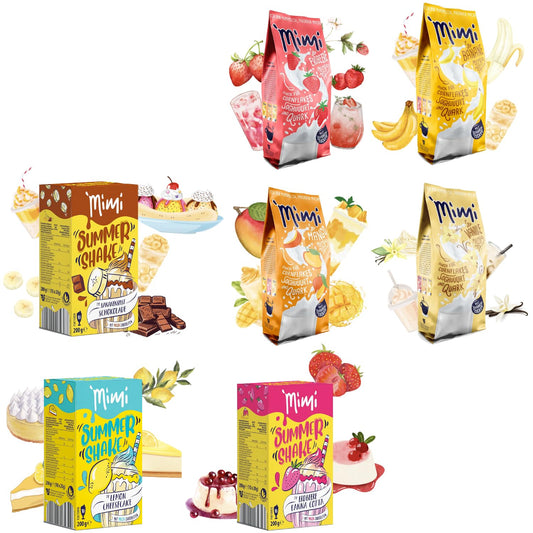 MIMI 4 x 400g Milchmix Getränkepulver und 3 x 200g Sommer Shake - Probierpack