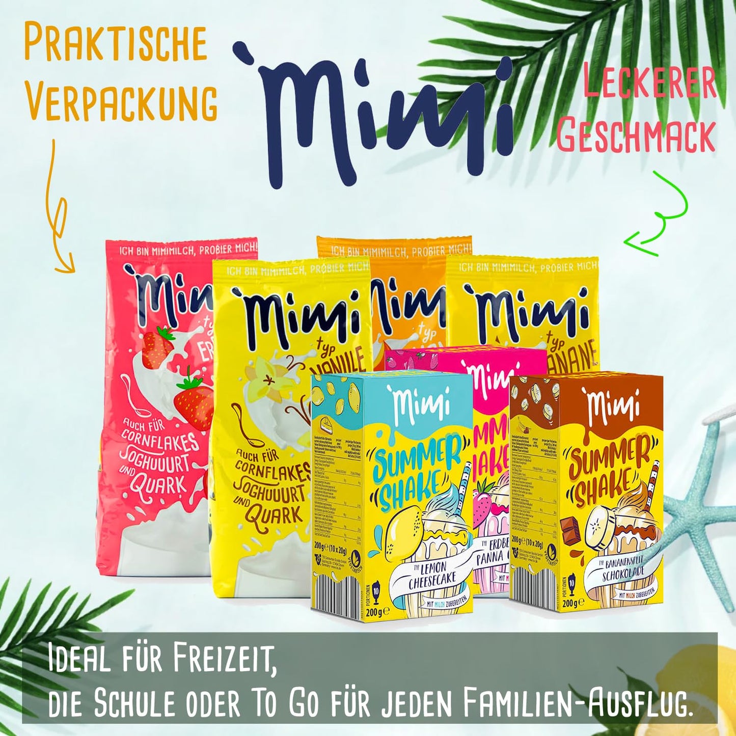 MIMI 4 x 400g Milchmix Getränkepulver und 3 x 200g Sommer Shake - Probierpack