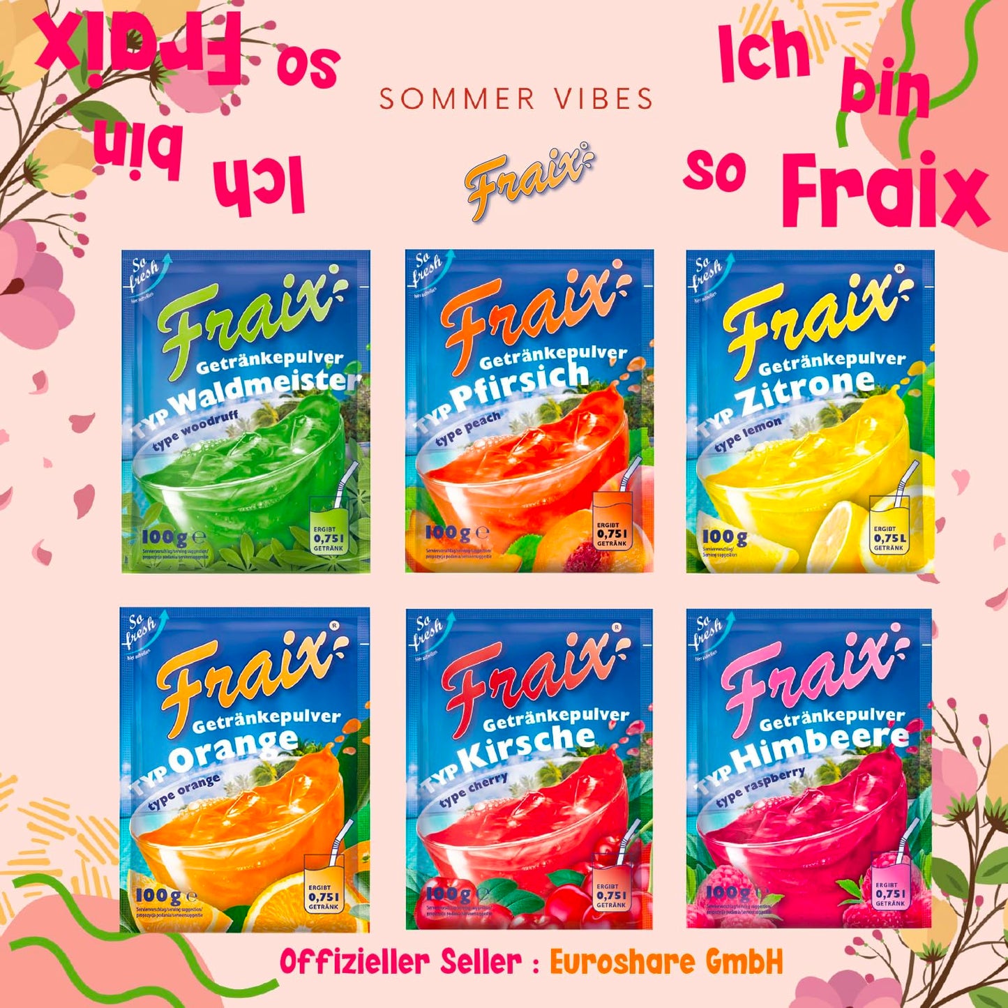 Special Edition: FRAIX Getränkepulver 6 Sorte Mixed (30er Pack x 100g) Vorteilspack