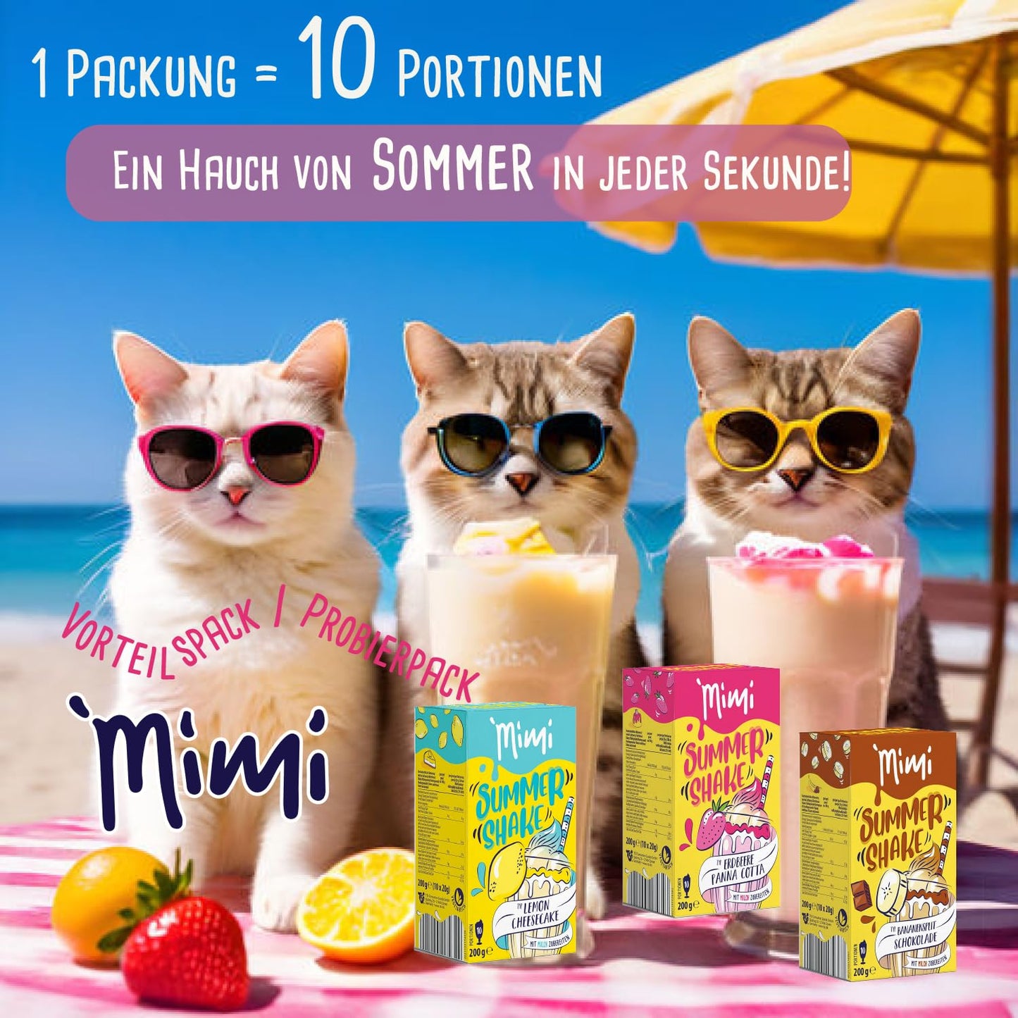 MIMI 4 x 400g Milchmix Getränkepulver und 3 x 200g Sommer Shake - Probierpack