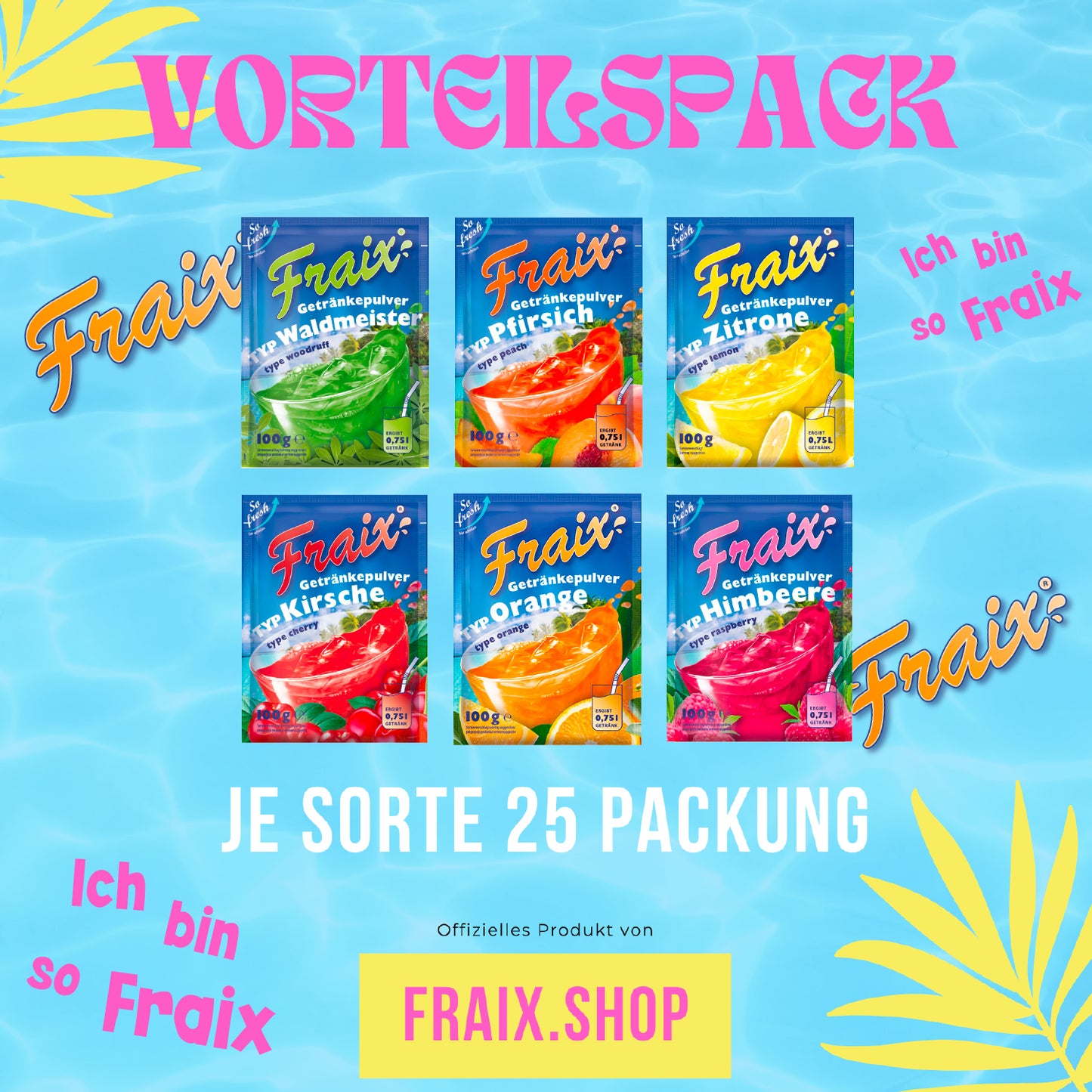 Special Edition: FRAIX Getränkepulver 6 Sorte Mixed (150er Pack x 100g)